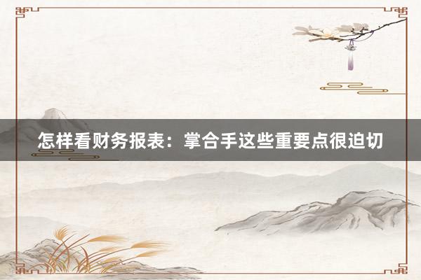 怎样看财务报表：掌合手这些重要点很迫切
